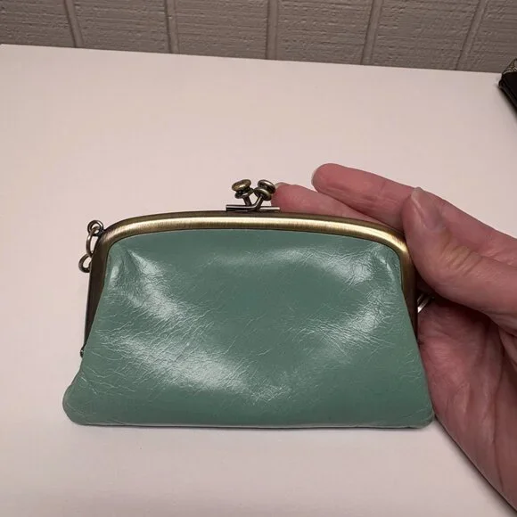 Hobo Cheer Polished Leather Pouch in Sea Glass - Picture 2 of 5